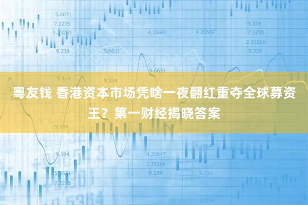 粤友钱 香港资本市场凭啥一夜翻红重夺全球募资王？第一财经揭晓答案