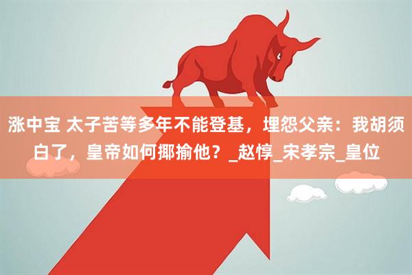 涨中宝 太子苦等多年不能登基，埋怨父亲：我胡须白了，皇帝如何揶揄他？_赵惇_宋孝宗_皇位